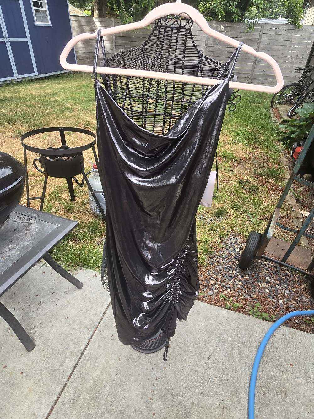Inspired Hearts Black Metallic Cowl Mini Dress